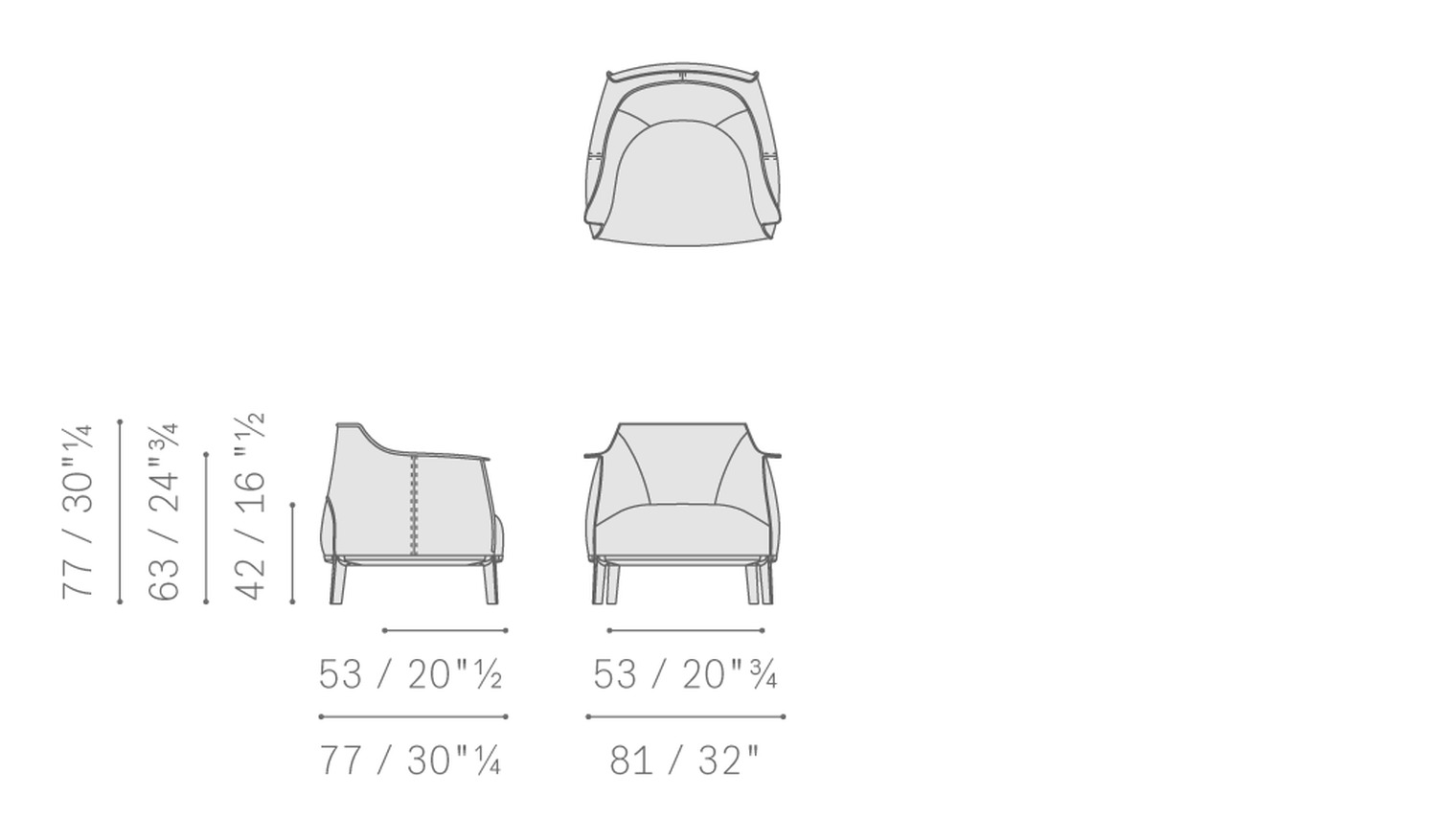 archibald armchair wood base 5PF0050606530